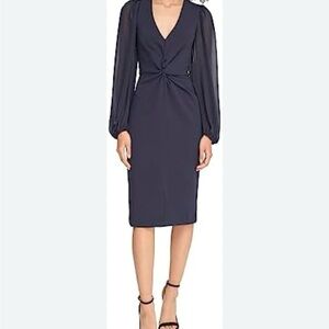 Vince Camuto Blue Wrap Tie Front Sheath Dress